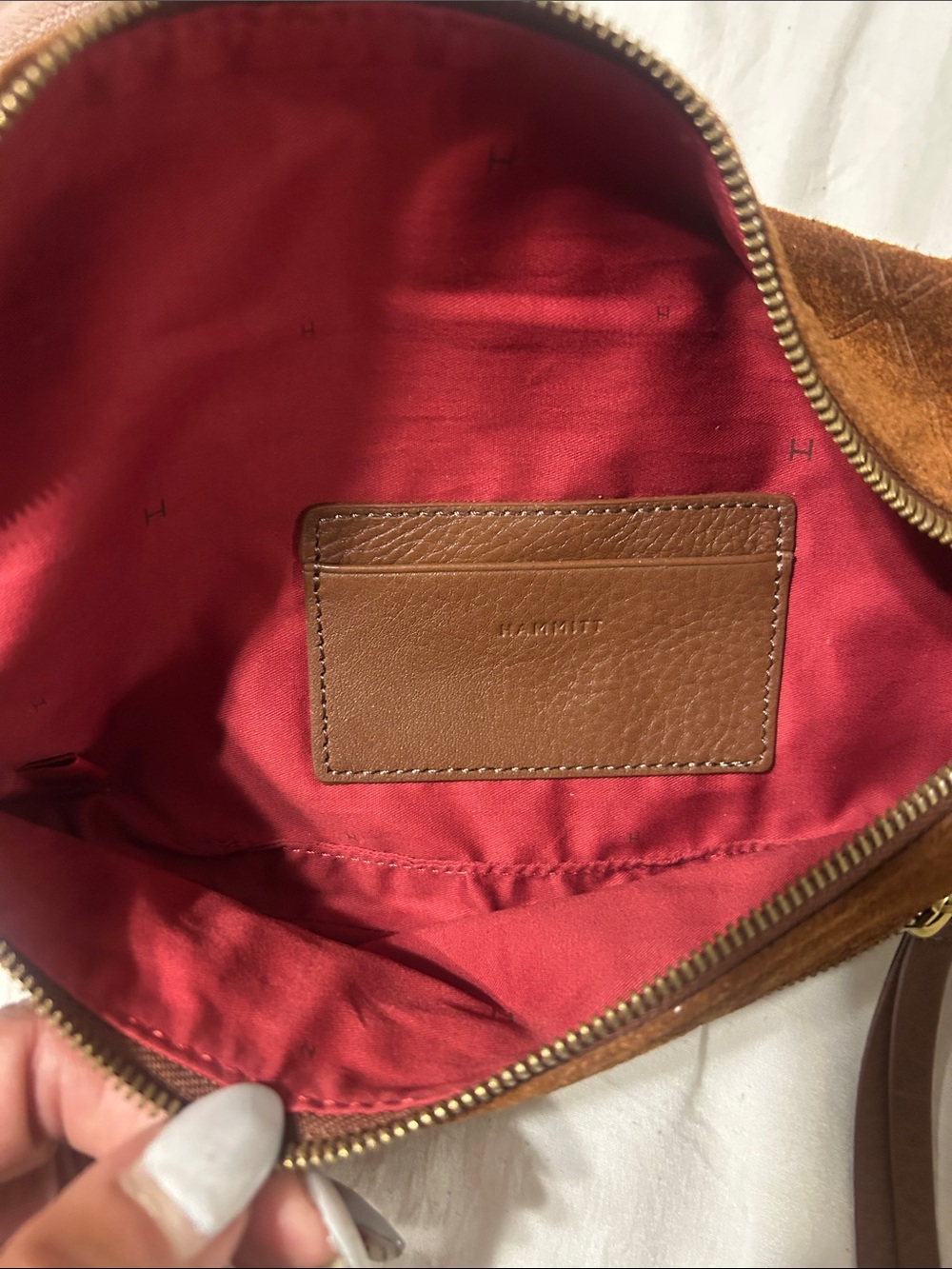 Hammitt Brown Suede Belt Bag with Quilted Stitching - Picture 4 of 7